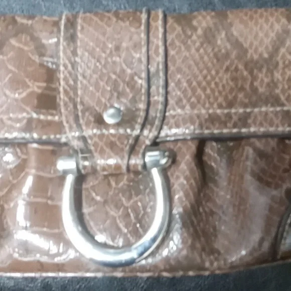 Apt. 9, brown snakeskin pattern, clutch - Picture 6 of 8